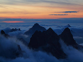 Fog Rolling Over Gothic, Del Campo, Wilmans, and Sperry from Kyes at Dusk