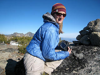 Babe at the summit cairn