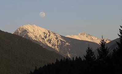 Moonrise on the bike ride down