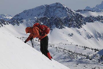 Tricky slope crossing we encountered just before reaching the base of Middle Chiwaukum mountain.