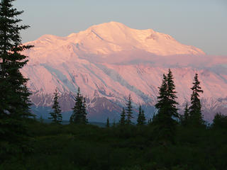 A picture of Mt McKinley taken at about 4 am from my campsite at Wonder Lake, Denali National Park.