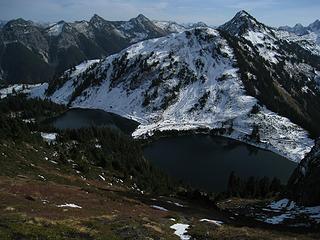 twin lakes with the parking lot in the midde