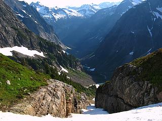 Looking back down the gully