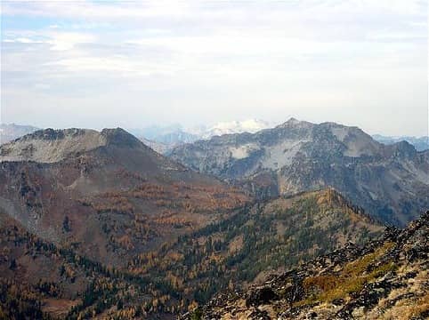 Here's a shot looking at the north-west side of Grindstone Mtn from the saddle  above Augusta. You can make out  Daniel - Hinman in the back ground.