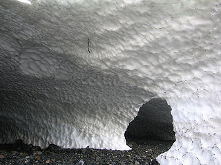 Interior of B4 "snow cave", 09-17-06 ...... adandan01.Flickr photo ........ Note that this is all new snow. There are no annual ice striations showing, at all.