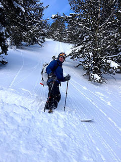 Getting psyched for the long bushwhack out in the dark (photo by Fred)