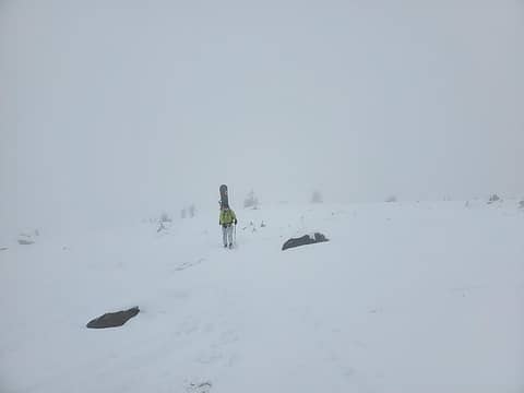 Cotton sweatpants in what will soon turn into a whiteout & heavy snow on the Camp Muir route, November 7 2020