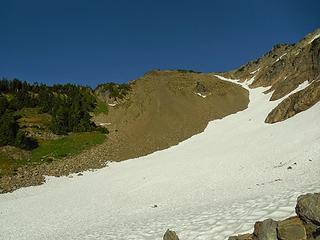 looking back up the scree slope