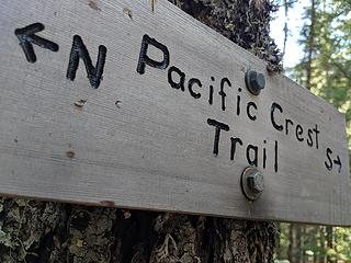 PCT junction at mile 6.5; in retrospect I should have gone S a short distance to check out the new bridge