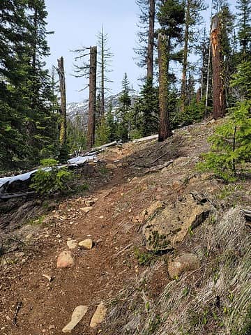 Most of the trail on the way out was dry interspersed with sections of snow.