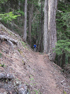 Jeremy heads up the trail