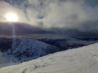 Looking out toward Rock Peak and Bauerman Ridge from Armstrong