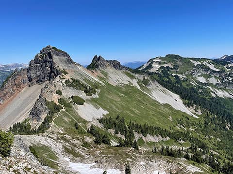 Looking south-ish from Plummer at Pinnacle (left), et al.