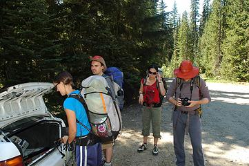 Jay got bit on the forehead as soon as we exited our vehicles at Pete Lake Trailhead.