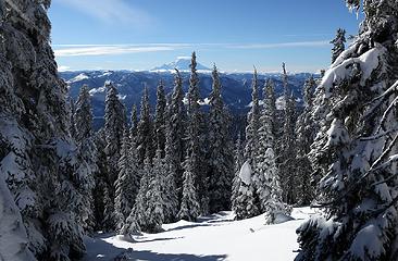 Rainier in the distance with a slight lenticular crown