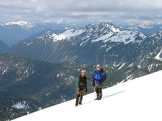 Craig And Randy Posing On Northeast Shoulder Of Big Snow Mtn (Marlene Lake And Sliver Of Moira Lake To Bottom Left)