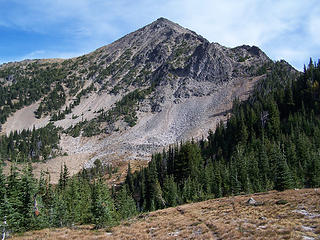 Looking back at Bismark from below and to the west of saddle.