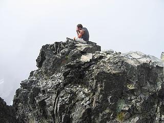 On top of Daniel, waiting for the fog to clear