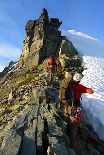 Starting out from the bivy site.