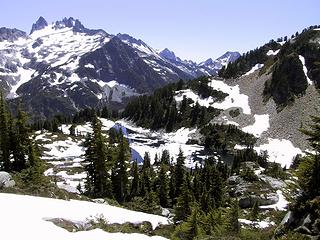 Crawford Lake And Overcoat from partway up ridge