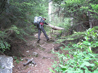 The trail starts at the end of the road and is steep for 1/2 mile or so
