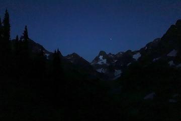 First star over Fisher Peak, on the way up Easy Pass