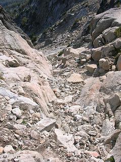 Looking down the access gully