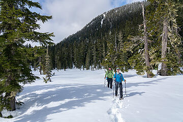 Hiking out through the meadow