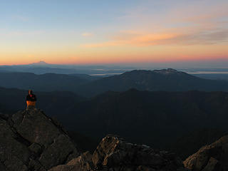 Arthur, Rainier, Pilchuck, Puget Sound, and Seattle from 3 Fingers at Sunrise