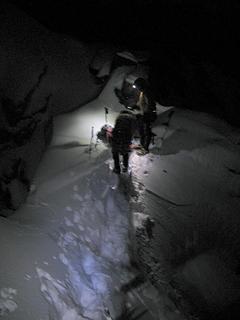 Packing our gear at the notch