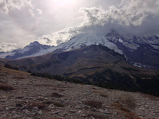 Afternoon clouds over Rainier, with Third Burroughs in the foreground