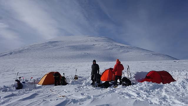 Camp 4 with the summit behind