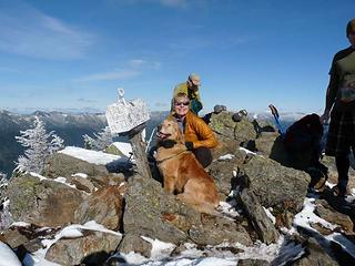 Driver and Gus celebrating the birthday hike one more year on Mailbox Peak 10-31-11