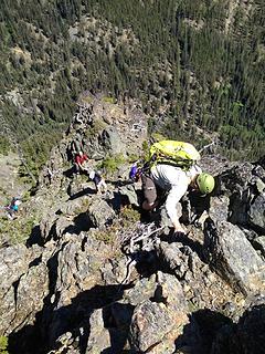 Steep section above the 4th class move