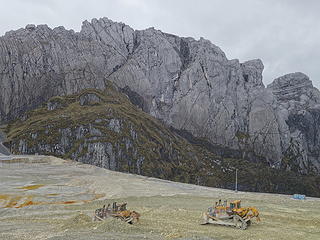 View of the Zebra wall and bulldozers