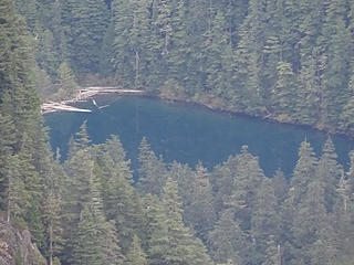 Green Lake far below from toilet area.