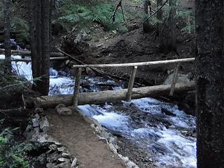 New log bridge over Crystal Creek. This wasn't here last year.