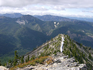 Looking down at the NW ridge