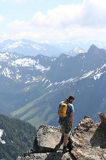 Dane and basin far below