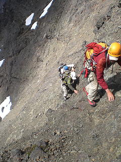 Franklin and Carla scrambling high on S Hozomeen.