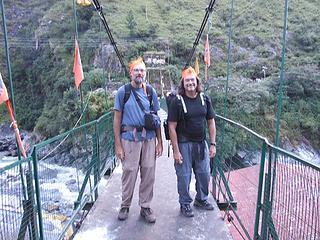The suspension bridge over the Alaknanda River at the start of the Valley of Flowers/Hem Kund trek at Govind Ghat
