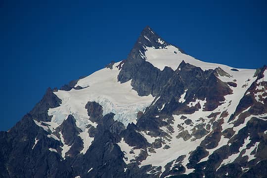 Summit pyramid of Shuksan, and the three tongues of the Upper Curtis Glacier