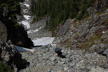 Above the snow patches