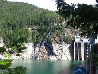 Waterfall doubles in size with low lake level