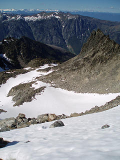 Looking down North Slope of Cashmere and rocks below 6/27/08