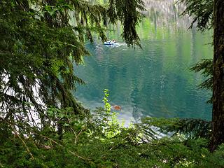 rafter on goat lake. 
Goat Lake hike, mtn loop Highway, WA, 6/19