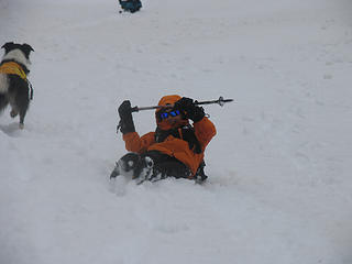 Fun glissade down from the notch into the basin!