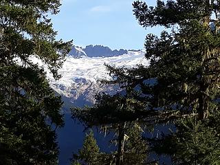 That night I camped at Junction Camp and got this glacier picture through the trees