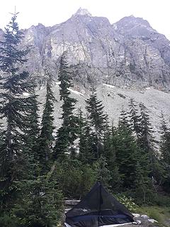 My Thunder Basin camp, a ridge of Buckner Mountain looms above