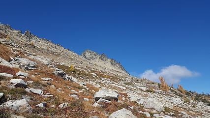 The summit, mostly snow free